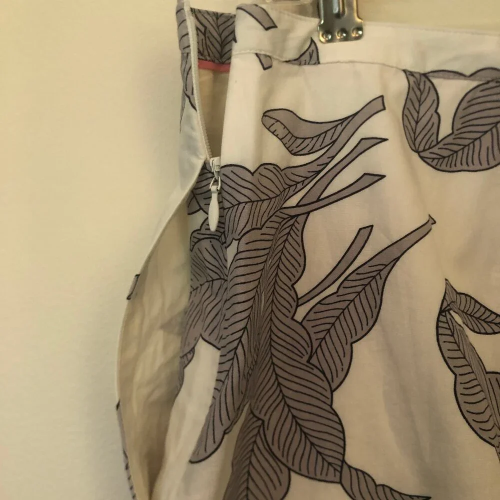 Boden cotton lined leaf-print skirt w/ pockets sz 14